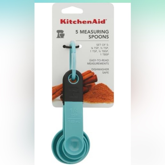 KitchenAid Classic Measuring Spoons, Set of 5, Aqua Sky - Picture 4 of 9